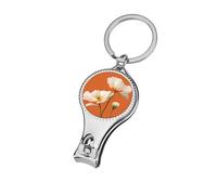 White Poppy Flowers on an Orange Nail Clippers Toenail Clipper Cutters Professional Nail Trimmer Nail Cuticle Cutter for Women Men