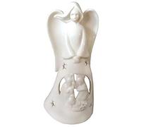 The Healing Corner White Porcelain Angel Light Up with Christmas Scene Angel Gift
