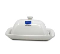 White Porcelain Butter Dish with Lid Traditional Fine Porcelain Butter Storage Serving Plate Pot Fridge Soft Butter Cheese Container Tray 19cm x 14cm x 8.5cm