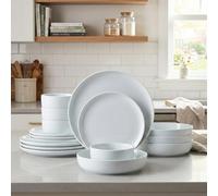White Porcelain Chip and Scratch Resistant Dinnerware Set, Service for 4 (16pcs), Durable Round Ceramic Plates and Bowls Dishes Sets, Modern Home Resturant Hotel Essentials for Kitchen