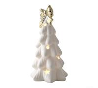 White Porcelain Christmas Tree Figurine Desktop Decor 11.2cm Smooth Glazed | Compact Tabletop Size Fits Desk And Shelf Winter Holiday Display Easy Wipe-clean Surfaces High-fired Porcelain Material(B)