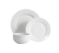White Porcelain Dinner Set, 18 Piece for 6 People | Crockery, Rim Plates, Bowls