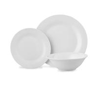White Porcelain Dinner Set Crockery Rim Plates Bowls 18 Piece Set for 6 People (18)