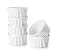 White Porcelain Ramekins, 175ML Baking Cups for Souffle, Porcelain Souffle Dish for Small Cakes, Creme Brulee,Pudding and Ice Cream Sauce and Dips- Durable Pack of 6