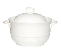 White Porcelain Soup Tureen With Lid, 2L Capacity, Retro Style, Large Serving Bowl With Lid(B,1.2Quarts)