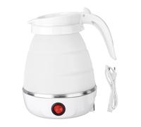 (White) Portable Foldable Electric Silicone Water Kettle Travel Water Pot 600ml