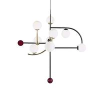 White Post- Restaurant Glass Lamp Creative LED Pendant Chandelier Nordic Iron Craft Living Room Home Decoration × 85cm Ceiling Light