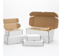 White Postal Boxes x 50 - Strong Cardboard Mailing Boxes for Shipping, Packing & Storage - Corrugated Cartons Packaging Supplies (160x120x100mm)