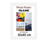 White Poster Picture Frame Display 30x40 cm HD Clear Aclyric Front Frame MDF Backing Wall Hanging Metal Hooks Hooks Home Office Use