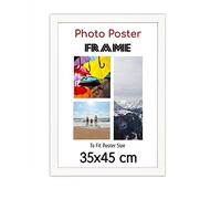 White Poster Picture Frame Display 35x45 cm HD Clear Aclyric Front Frame MDF Backing Wall Hanging Metal Hooks Hooks Home Office Use