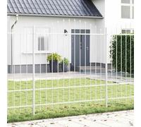 White Powder-Coated Steel Garden Fence, 8 Pcs, 170x215 cm, Durable Outdoor Fencing for Yard, Water-Resistant Lattice Panels for Climbing Plants