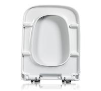 White PP Toilet Seat with Soft-Close Toilet Lid, Quiet No-Slam Square Toilet Seat, Top Fix Adjustable Hinges Quick Release for Easy Clean,04A