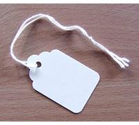 ( ) White Pre Strung Tags 25 mm x 39 mm | Tie on Labels | Writable Blank Price Labels Display Tags