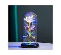 (White) Pretty LED Light Up Flowers in Glass Dome, Rose with Fluttering Butterflies Gift Christmas Gifts Women
