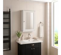 (White) Priano 1 Door Mirrored Wall Bathroom Cabinet