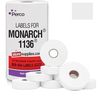 White Pricing Labels for Monarch 1136 Price Gun - 8 Rolls, 14,000 Pricemarking Labels - with Bonus Ink Roll Included