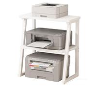 White Printer Stand with Sto2/3 Tier Steel e Desk for Home Office Ideal for Printer Scanner and Fax Machine (64x60x34cm / 26x24x14in)
