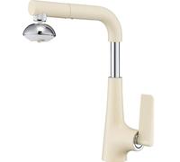 White Pull Down Kitchen Faucet 2-Function Sink Mixer Tap with Detachable Filter 360° Swivel Brass Single Handle for