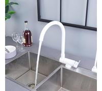 White Pull-Down Kitchen Faucet, Single Handle Kitchen Sink Mixer Tap, Space-Saving Under-Window Design, Modern One-Command Pull-Out Sprayer