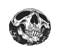 White Punk Skull Double Layered Shower Cap For Women Reusable Suitable For Bathing Spa