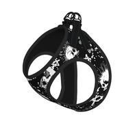 White Punk Skull Print Dog Harness and Leash Set,Breathable Adjustable Escape Proof Vest for Cats Dogs