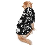 White Punk Skull Print Dog Hoodie For Medium To Large Dogs, Warm, Soft, Breathable Sweatshirt, Easy To Wear Jumper For Winter And Fall, Pet Coat Pullover