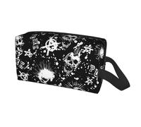 White Punk Skull Print Travel Storage Bag for Men Women,Large Capacity Organizer Portable Toiletry Bag