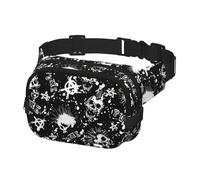 White Punk Skull Print Waist Bag Fanny Packs for Men&Women with Adjustable Belt for Workout Outdoors