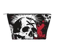 White Punk Skull Prints Trapezoid Makeup Bag Travel Cosmetic Organizer with Foam Padding for Gym, Office, and Weekend Trips