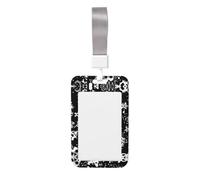 White Punk Skull Vertical Id Card Badge Holder with Neck Strap, Printed Waterproof Name Card Holder for Work Office Nurse School