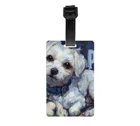White Puppy Luggage Tag Unique Travel Accessory PVC Material for Suitcase Duffel Bag Gym Bag