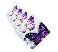 White Purple Butterflies Car Air Freshener Cards Set of 4 Pieces Long Lasting Hanging Scented Cards for Bedroom Wardrobe Car Aromatherapy Tablets for Men Women Rearview Mirror Pendant