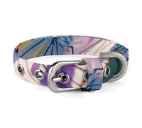 White Purple Butterflies Dog Collar Adjustable Soft and Comfortable Puppy Collars with Metal Buckle Pet Collar for Small Medium Pet