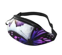 White Purple Butterflies Fanny Pack for Men Women Fashion Running Waist Packs Waterproof Crossbody Bags Everywhere Belt Bag with Adjustable Strap Sports Hip Pack for Travel Wallet