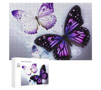 White Purple Butterflies Jigsaw Puzzle Challenging Fun Puzzle Wooden Jigsaw Puzzles for Adults Families 300 PCS