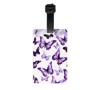 White Purple Butterflies Print Luggage Tag Suitcases Identification Labels Set Travel Bag Backpack Suitcase Tags