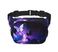 White Purple Butterflies Print Stylish and Practical Waist Bag,Adjustable,Perfect for Travel,and Outdoor Activities