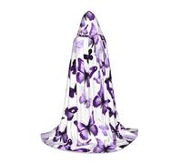 White Purple Butterflies Print Unisex Hooded Cape, Thoughtful Present For Halloween/Cosplay Lovers/Theme Parties