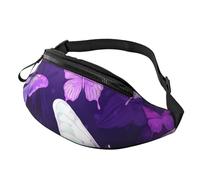 White Purple Butterflies Printed Personalized Waist Bag, Lightweight and Versatile Crossbody Bag for Everyday and Outdoor Adventures