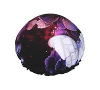 White Purple Butterflies Printed Shower Cap,Waterproof Shower Cap For Women Reusable Shower Hat Bath Caps With Elastic Band