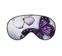 White Purple Butterflies Sleep Mask Comfort Travel Eye Masks with Adjustable Elastic Strap Soft Funny Block Light Sleep Eye Cover for Side Sleeper for Nap Men Women Gift