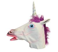 Bristol Novelty BM549 Unicorn Mask Latex, Men, Women, White, Purple, One Size