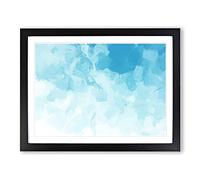 White Pursuing The Blue In Abstract Modern Art Framed Wall Art Print, Ready to Hang Picture for Living Room Bedroom Home Office Décor, Black A4 (34 x 25 cm)