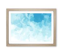 White Pursuing The Blue In Abstract Modern Art Framed Wall Art Print, Ready to Hang Picture for Living Room Bedroom Home Office Décor, Oak A3 (46 x 34 cm)