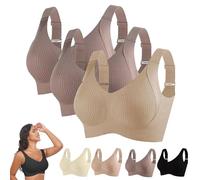 White Push Up Bra, Women's Wireless Bra with Full Cup U Shaped Back and Wide Straps 2 Purple Grey+Coffee M