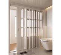 White PVC Accordion Concertina Door - Thermal Insulated Folding Door, Easy Install Retractable Screen Gate, Oak Effect, 114cm x 203cm (44.9"x79.9")