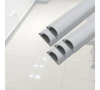 White PVC Cable Trunking Kit, Self-Adhesive Raceway Cover, 5 PCS, Hides Cables & Cords, 1-1/5" to 2-4/5" Outer Width, Indoor/Outdoor Plastic Wire Hider, 72" Length