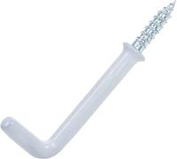 White PVC Dresser Hooks 38mm Plastic Coating Shouldered Dresser Hooks Cup Hook L Shape Cup Hangers L Screw Hooks for Hanging Party Celebration Light Strings 25 Pack.