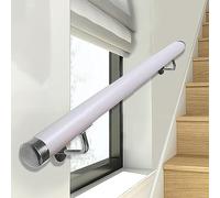 White PVC Handrail for Indoor Stairs, 50cm-600cm Non-Slip Staircase Grab Bar, Wall Mount Railing with Bracket, Kindergarten Corridor Guardrail (Color : Silver Bracket, Size : 400cm/13.1ft)
