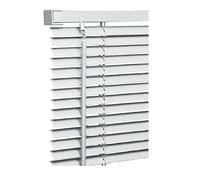 White PVC Plain Venetian blinds - Metal Headrail & Fittings - 25mm Thin slats Trimmable Easy fit - window Treatment Shutters - Home Offices Blind (Width 225cm x Drop 213cm)